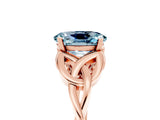 Rose gold Oval Cut Aquamarine Solitaire Engagement Ring with Celtic Knot Band and Four-Prong Setting_5
