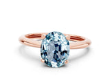 Rose gold Oval Cut Aquamarine Solitaire Engagement Ring with Classic Band and Four-Prong Setting_24
