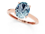 Rose gold Oval Cut Aquamarine Solitaire Engagement Ring with Classic Band and Four-Prong Setting_25