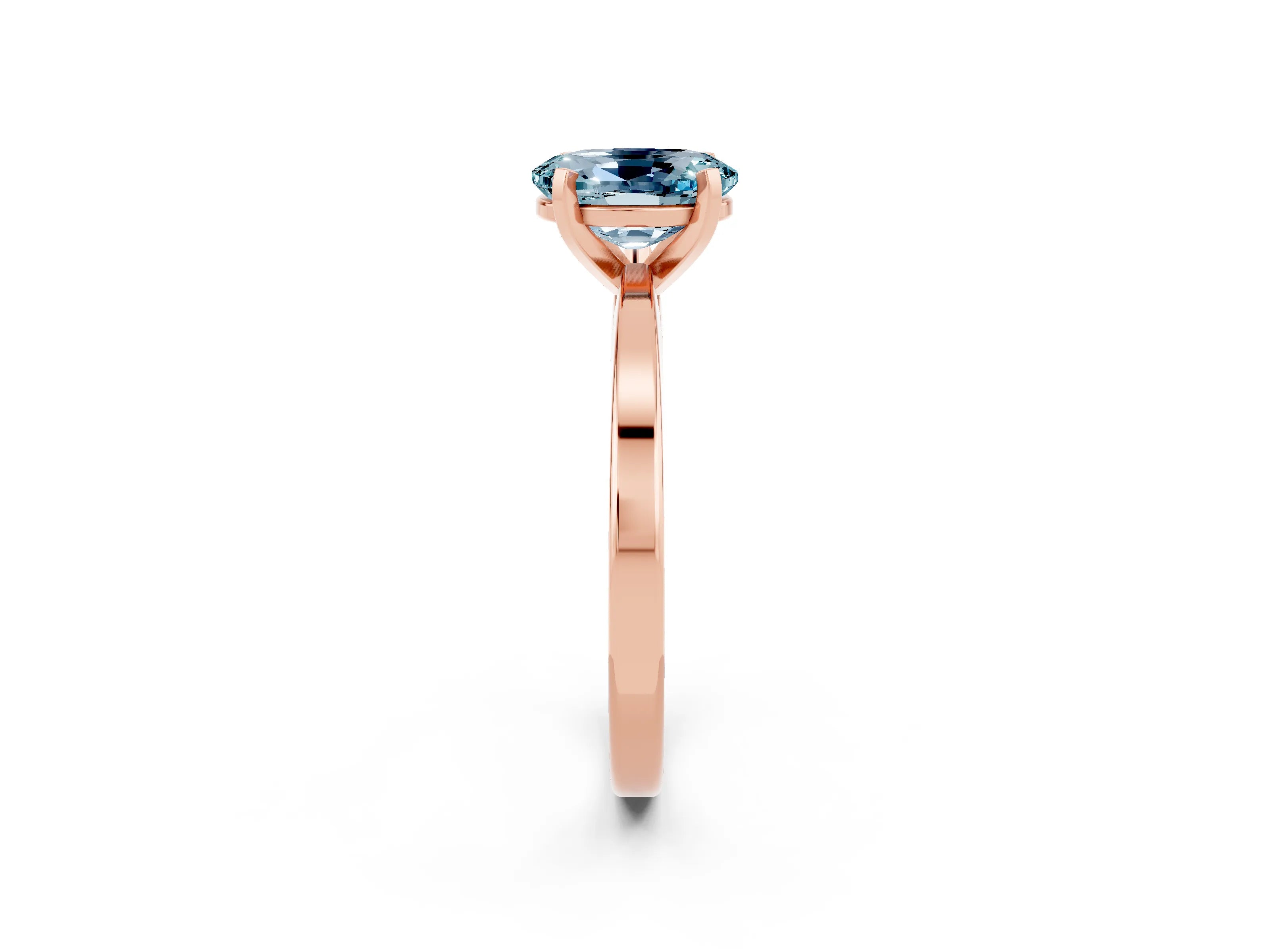 Rose gold Oval Cut Aquamarine Solitaire Engagement Ring with Classic Band and Four-Prong Setting_26