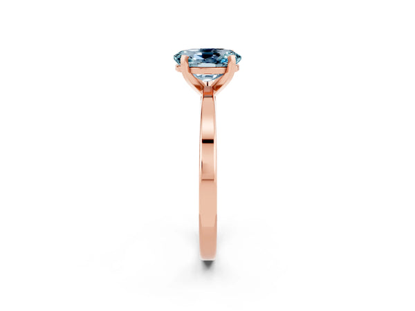 Rose gold Oval Cut Aquamarine Solitaire Engagement Ring with Classic Band and Four-Prong Setting