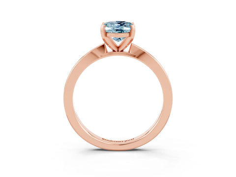 Rose gold Oval Cut Aquamarine Solitaire Engagement Ring with Classic Band and Four-Prong Setting_27