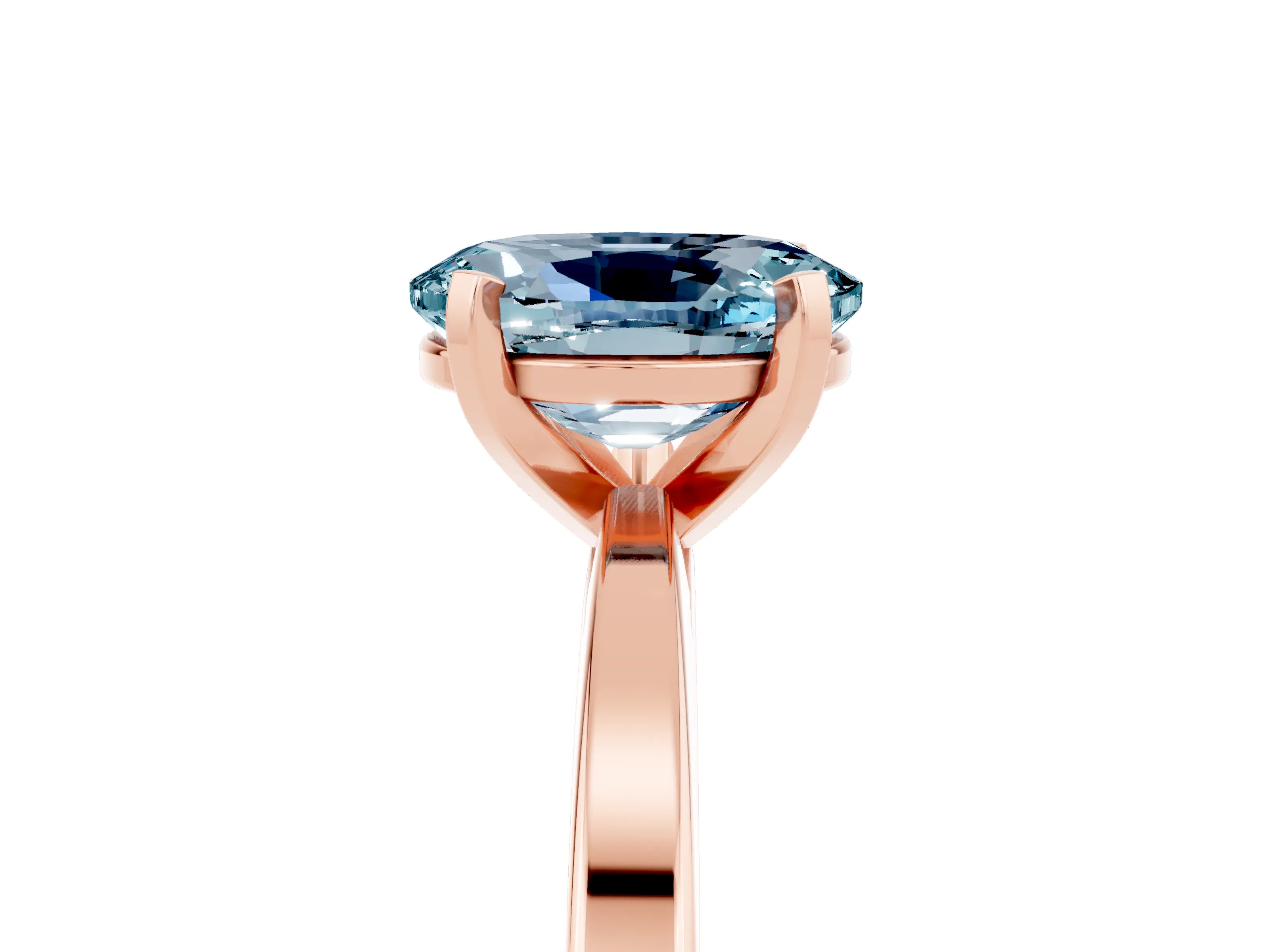 Rose gold Oval Cut Aquamarine Solitaire Engagement Ring with Classic Band and Four-Prong Setting_29