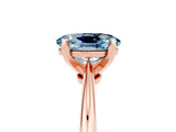 Rose gold Oval Cut Aquamarine Solitaire Engagement Ring with Classic Band and Four-Prong Setting_29