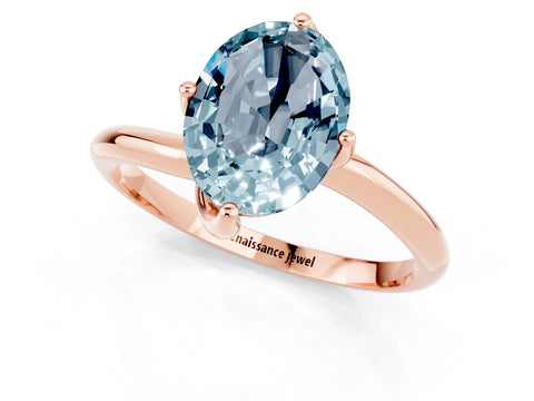 Rose gold Oval Cut Aquamarine Solitaire Engagement Ring with Four-Prong Setting and Classic Band_13