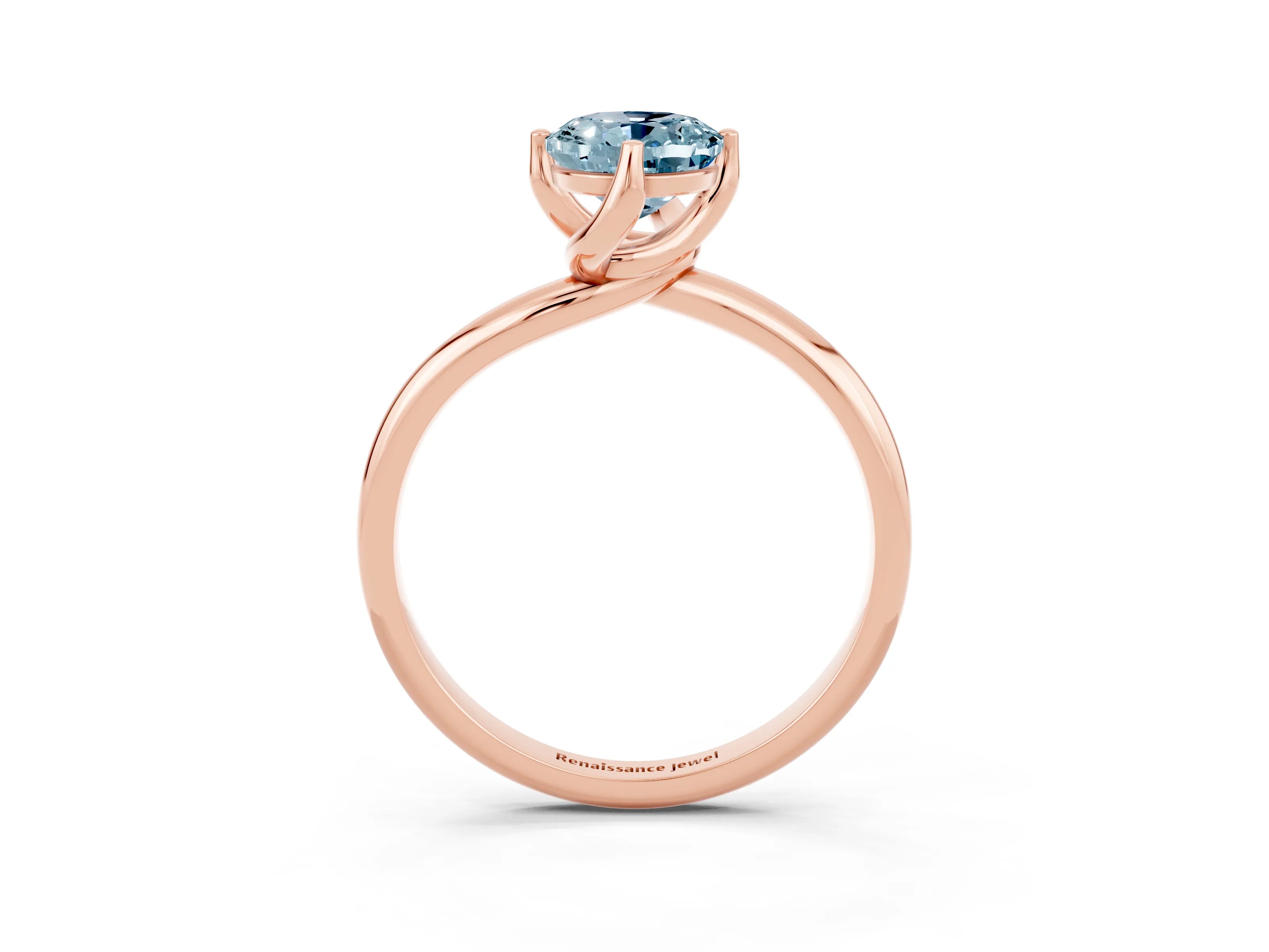 Rose gold Oval Cut Aquamarine Solitaire Engagement Ring with Four-Prong Setting and Classic Band_15