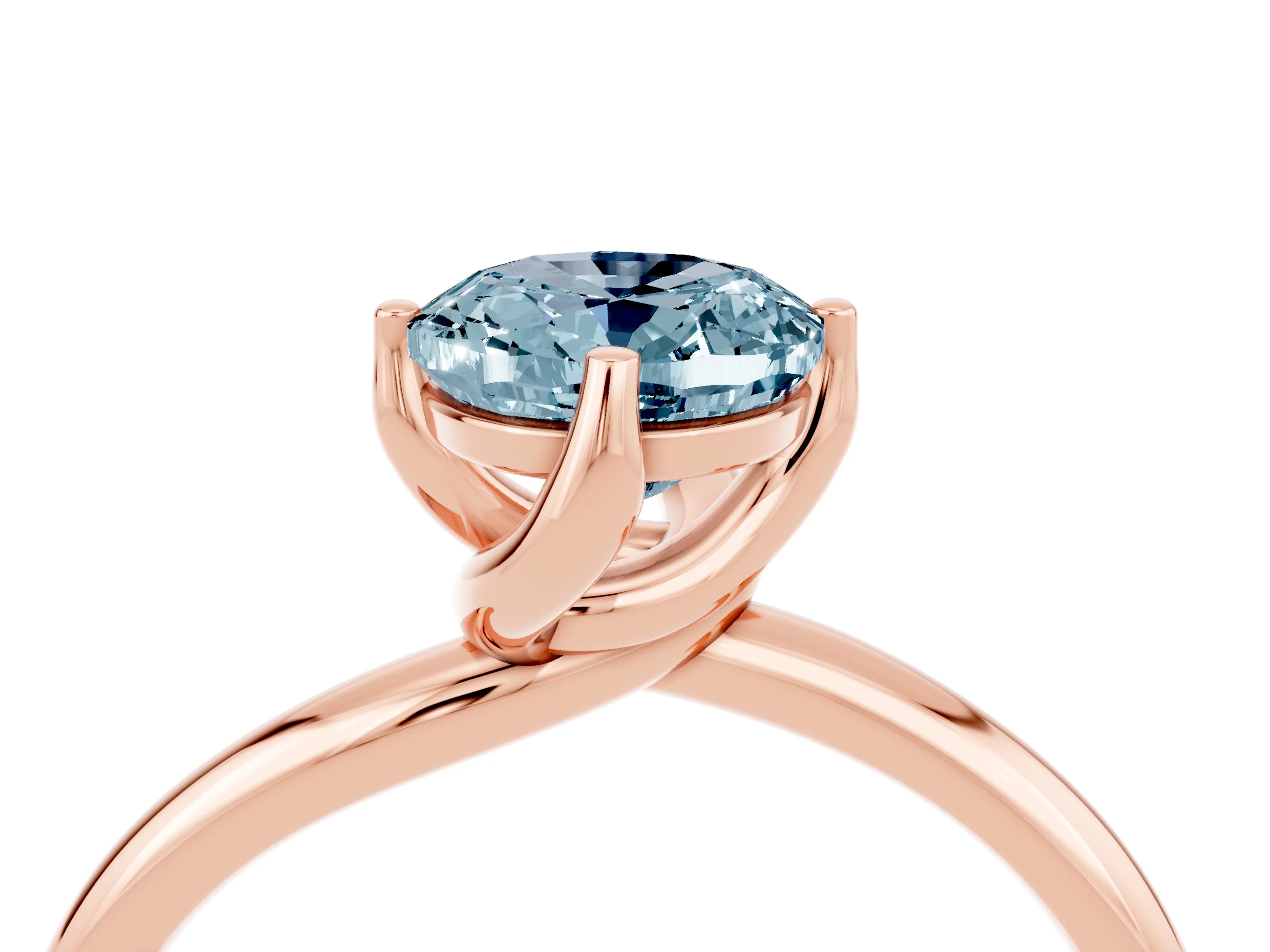 Rose gold Oval Cut Aquamarine Solitaire Engagement Ring with Four-Prong Setting and Classic Band_16
