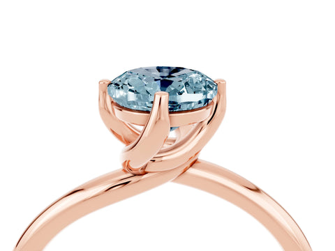 Rose gold Oval Cut Aquamarine Solitaire Engagement Ring with Four-Prong Setting and Classic Band_16