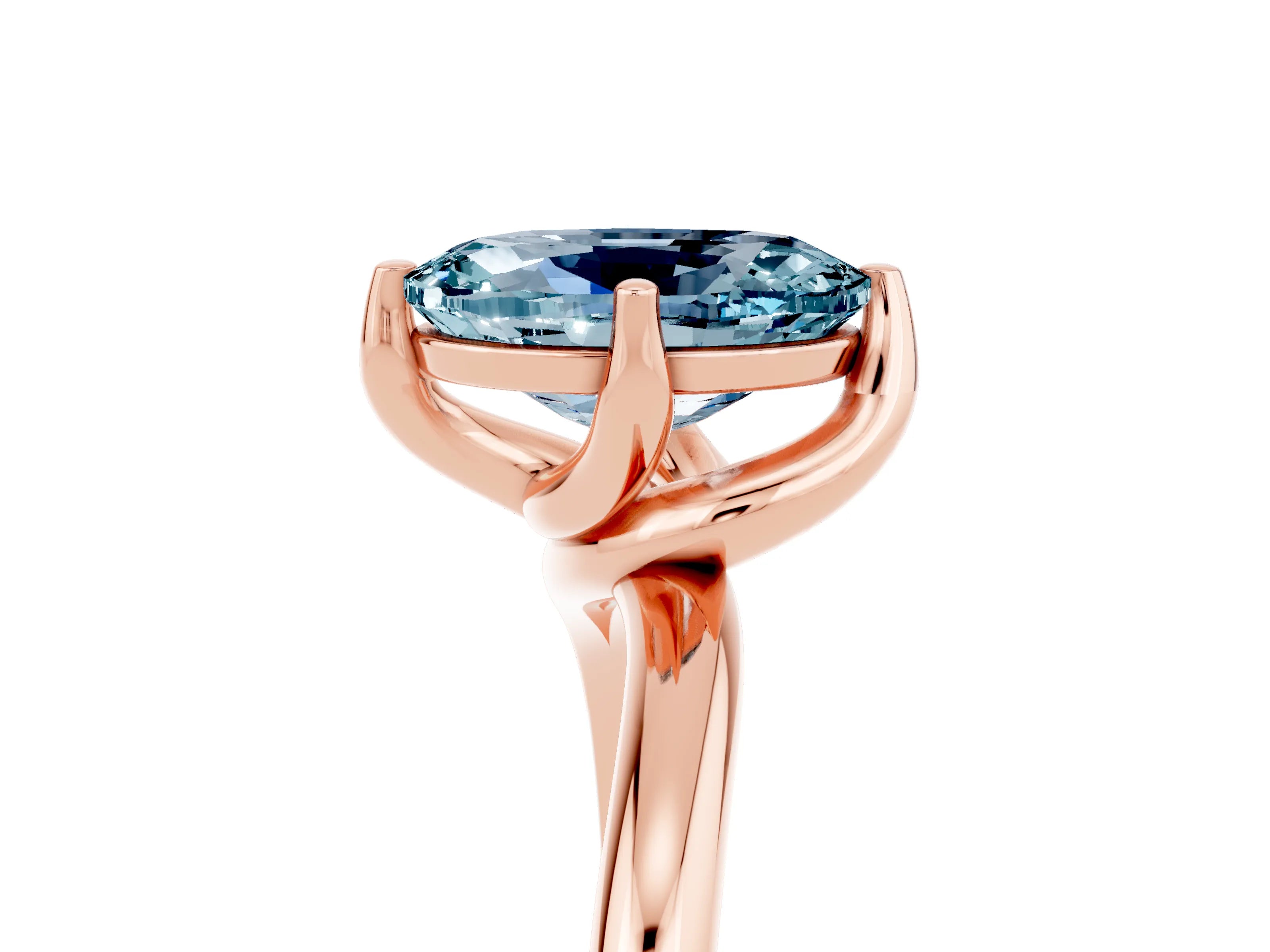 Rose gold Oval Cut Aquamarine Solitaire Engagement Ring with Four-Prong Setting and Classic Band_17