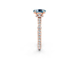 Rose gold Oval Cut Aquamarine Solitaire Engagement Ring with Pavé Band and Four-Prong Setting_2