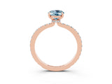 Rose gold Oval Cut Aquamarine Solitaire Engagement Ring with Pavé Band and Four-Prong Setting_3