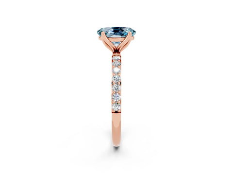 Rose gold Oval Cut Aquamarine Solitaire Engagement Ring with Pavé Band and Prong Setting_2