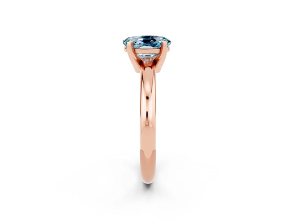 Rose gold Oval Cut Aquamarine Solitaire Engagement Ring with Round Band and Four-Prong Setting
