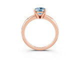 Rose gold Oval Cut Aquamarine Solitaire Engagement Ring with Round Band and Four-Prong Setting_3