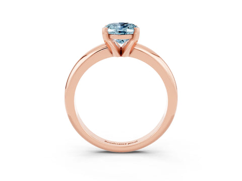 Rose gold Oval Cut Aquamarine Solitaire Engagement Ring with Round Band and Four-Prong Setting_3