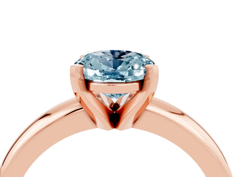 Rose gold Oval Cut Aquamarine Solitaire Engagement Ring with Round Band and Four-Prong Setting_4