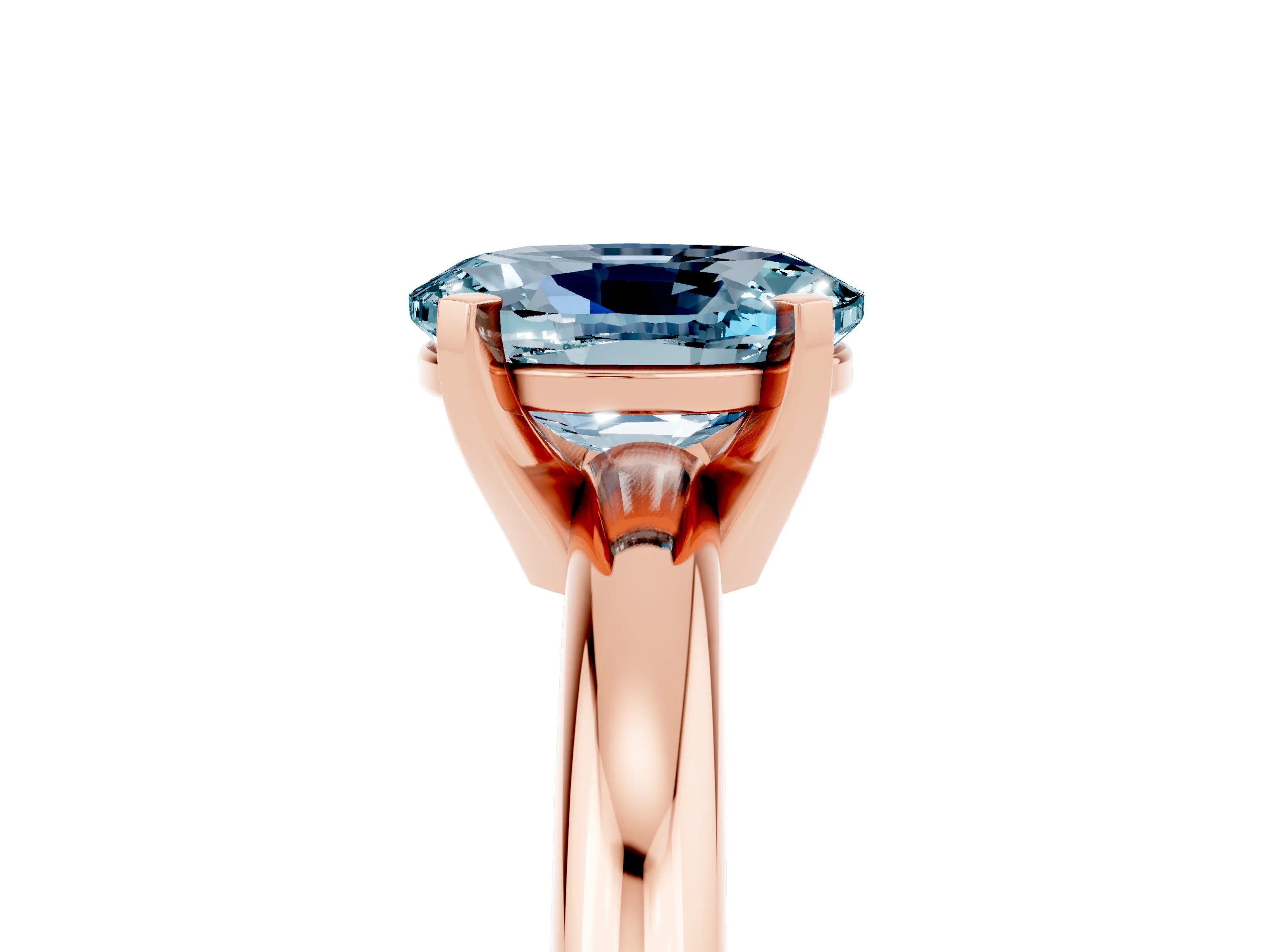 Rose gold Oval Cut Aquamarine Solitaire Engagement Ring with Round Band and Four-Prong Setting_5