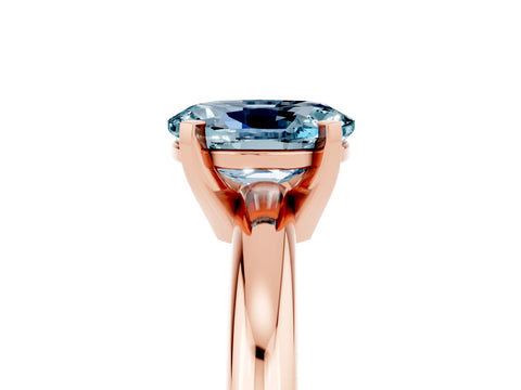Rose gold Oval Cut Aquamarine Solitaire Engagement Ring with Round Band and Four-Prong Setting_5