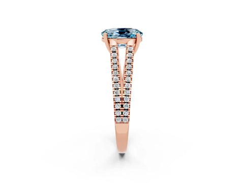 Rose gold Oval Cut Aquamarine Solitaire Engagement Ring with Split Shank Pavé Band_2