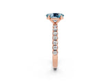 Rose gold Oval Cut Aquamarine Solitaire Pavé Band with Four-Prong Setting_2