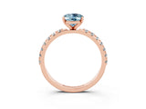 Rose gold Oval Cut Aquamarine Solitaire Pavé Band with Four-Prong Setting_3