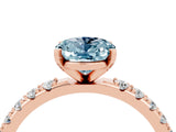 Rose gold Oval Cut Aquamarine Solitaire Pavé Band with Four-Prong Setting_4