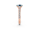 Rose gold Oval Cut Aquamarine Solitaire Pavé Engagement Ring with Round Band and Prong Setting_14