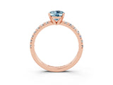 Rose gold Oval Cut Aquamarine Solitaire Pavé Engagement Ring with Round Band and Prong Setting_15