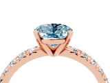 Rose gold Oval Cut Aquamarine Solitaire Pavé Engagement Ring with Round Band and Prong Setting_16