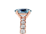 Rose gold Oval Cut Aquamarine Solitaire Pavé Engagement Ring with Round Band and Prong Setting_17