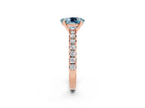 Rose gold Oval Cut Aquamarine Solitaire Pavé Engagement Ring with Round Band and Prong Setting_68
