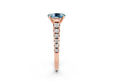 Rose gold Oval Cut Aquamarine Solitaire Ring with Cathedral Setting and Pavé Band_2