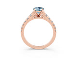 Rose gold Oval Cut Aquamarine Solitaire Ring with Cathedral Setting and Pavé Band_3
