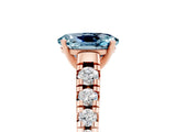 Rose gold Oval Cut Aquamarine Solitaire Ring with Cathedral Setting and Pavé Band_5