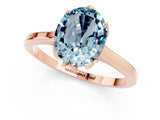 Rose gold Oval Cut Aquamarine Solitaire Ring with Flower Prong Setting and Classic Band_37