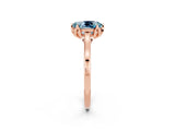 Rose gold Oval Cut Aquamarine Solitaire Ring with Flower Prong Setting and Classic Band_38