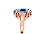 Rose gold Oval Cut Aquamarine Solitaire Ring with Flower Prong Setting and Classic Band_41