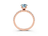 Rose gold Oval Cut Aquamarine Solitaire Ring with Pavé Accents and Four-Prong Setting_3