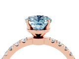 Rose gold Oval Cut Aquamarine Solitaire Ring with Pavé Accents and Four-Prong Setting_4