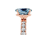 Rose gold Oval Cut Aquamarine Solitaire Ring with Pavé Accents and Four-Prong Setting_5