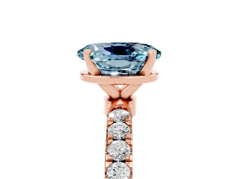 Rose gold Oval Cut Aquamarine Solitaire Ring with Pavé Accents and Four-Prong Setting_5