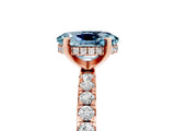 Rose gold Oval Cut Aquamarine Solitaire Ring with Pavé Band and Four-Prong Setting_17