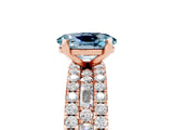 Rose gold Oval Cut Aquamarine Solitaire Ring with Pavé and Channel Set Band_5