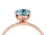 Rose gold Oval Cut Aquamarine Solitaire Ring with Pave Band and Four Prong Setting_28