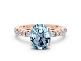 Rose gold Oval Cut Aquamarine Solitaire Ring with Round  Pavé Band and Four-Prong Setting_44