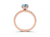 Rose gold Oval Cut Aquamarine Solitaire Ring with Round  Pavé Band and Four-Prong Setting_47