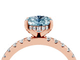 Rose gold Oval Cut Aquamarine Solitaire Ring with Round  Pavé Band and Four-Prong Setting_48