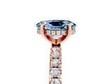 Rose gold Oval Cut Aquamarine Solitaire Ring with Round  Pavé Band and Four-Prong Setting_49