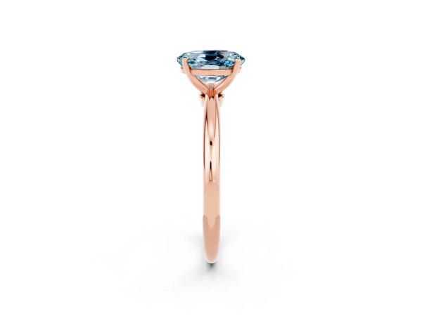 Rose gold Oval Cut Aquamarine Solitaire Ring with Six-Prong Setting and Classic Band