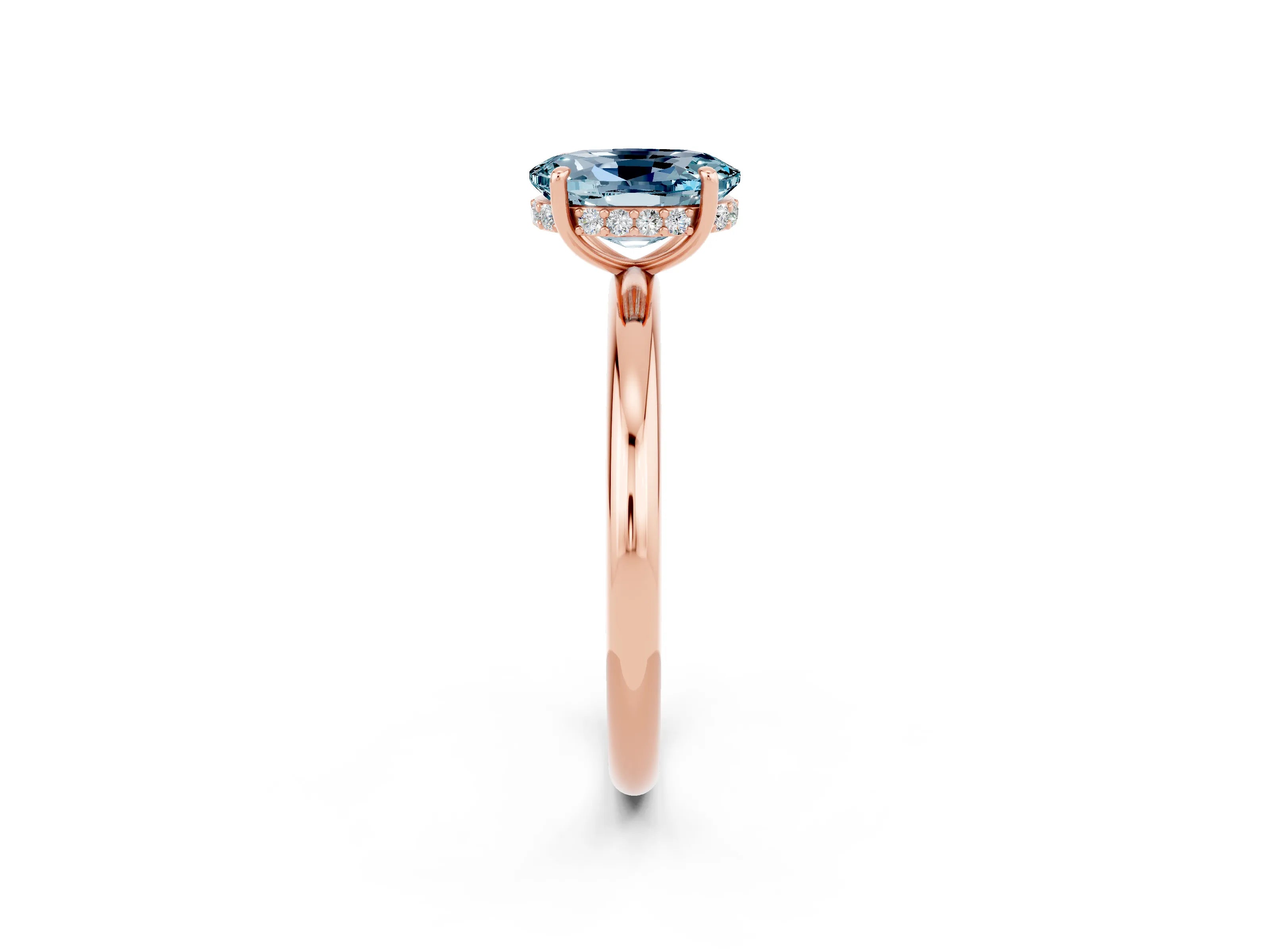 Rose gold Oval Cut Aquamarine Solitaire Ring with Thin Band and Four-Prong Setting_14